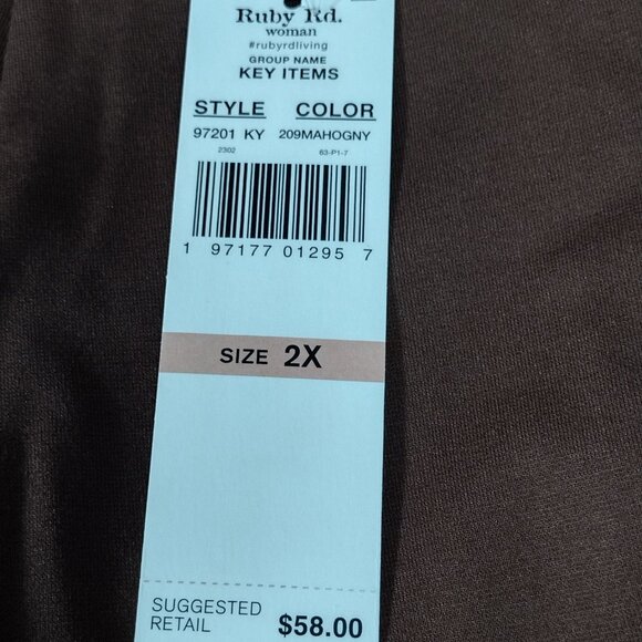 Ruby Rd: Brown Pants, Size 2X, (NWT) - Picture 5 of 6